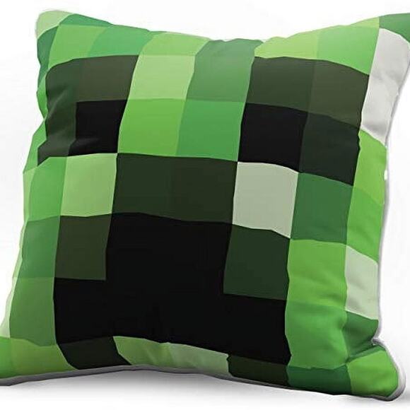Minecraft Decorative Pillow Cover 15"x 15" Creeper, 100% Microfiber, Green, - Picture 2 of 3